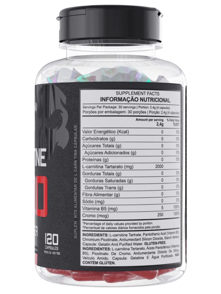 A L-Carnitina 2000 da Dark Lab é o suplemento ideal para quem busca queimar gordura, aumentar energia e melhorar o desempenho físico.
Com 120 cápsulas, cada dose fornece L-Carnitina L-Tartarato + Vitamina B5, combinação poderosa para potencializar seus treinos e ajudar na definição corporal.
✅ Queima de gordura e energia extra
✅ 120 cápsulas = 30 porções
✅ Sem glúten e lactose
✅ Uso esportivo e diário
💡 Indicado para maiores de 19 anos. Consumir com alimentos.